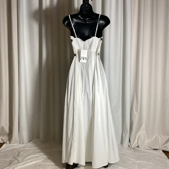 ZARA Dress Maxi Corset Style Bohemian White Summer Vacation - Picture 11 of 15